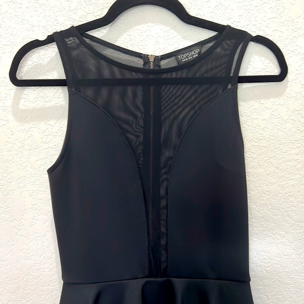 TopShop Mesh Bodycon Peplum Black Mini Dress with Ruffle Skirt - Y2K - Picture 6 of 12